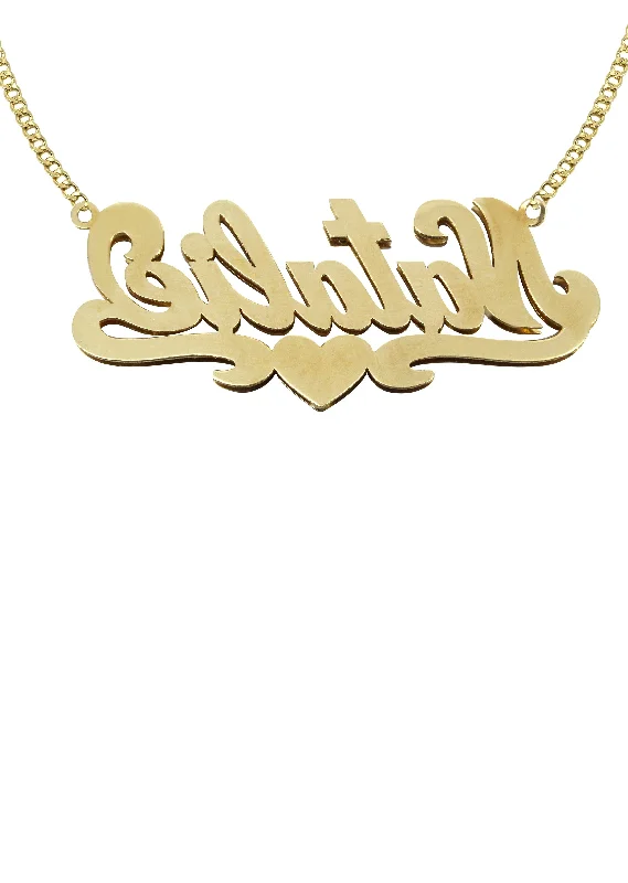14K Gold Two Tone Diamonds Name Plate Necklace | Style #1 14K Gold Two Tone Diamonds Name Plate Necklace | Style #1