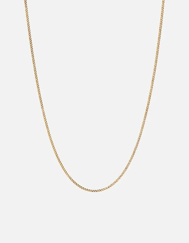 2mm Cuban Chain Necklace, 14k Gold