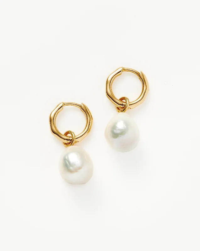 Pearl Drop Mini Hoop Earrings