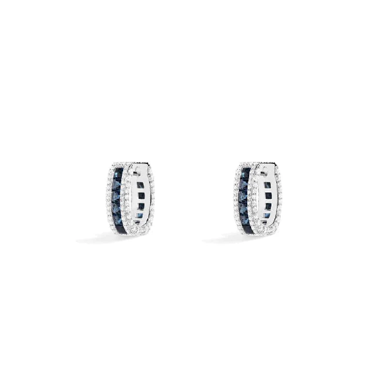 Blue Pavé Rectangle Hoop Earrings