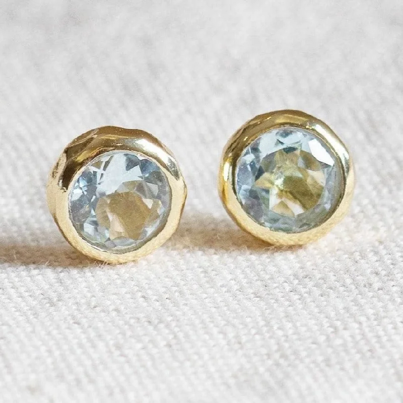 Blue Topaz Silver or Gold Stud Earrings