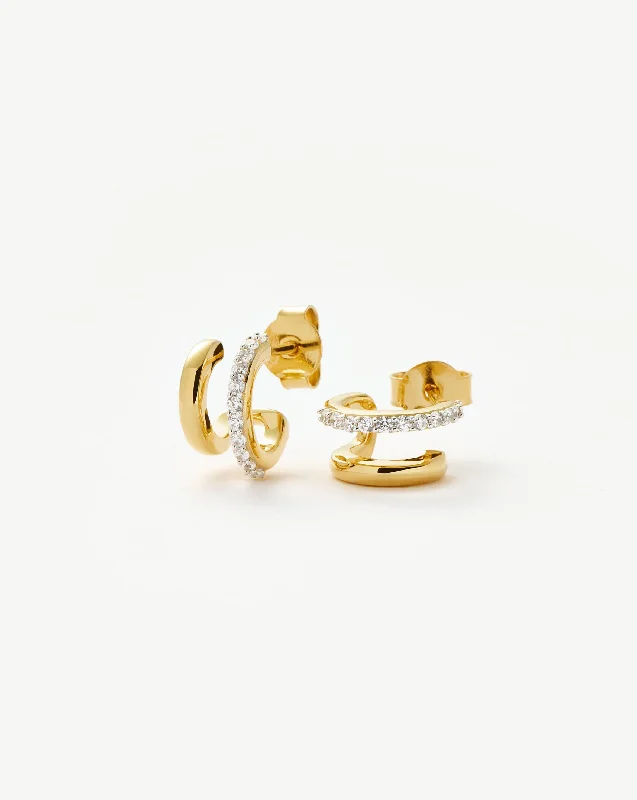 Classic Double Huggies | 18k Gold Vermeil/Cubic Zirconia