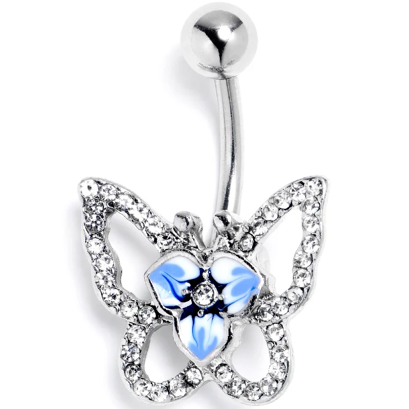 Clear Gem Fabulous Butterfly Blue Belly Ring