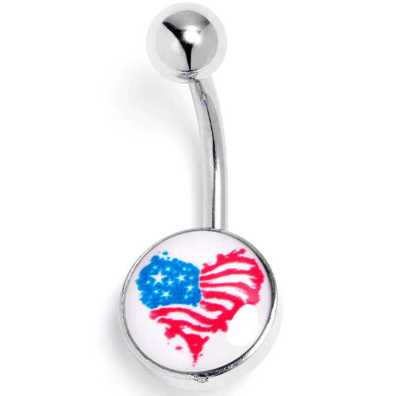 Heart Flag Patriotic Belly Ring