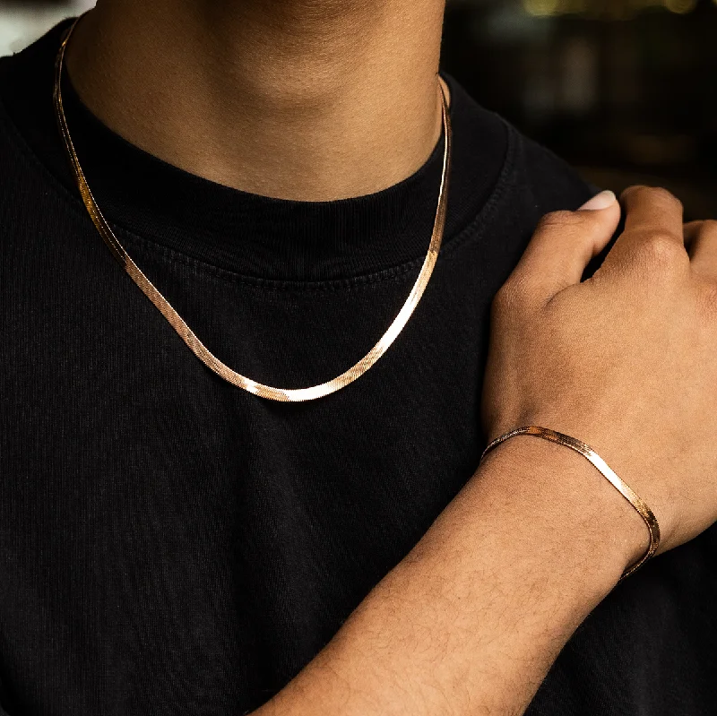 Herringbone Chain in Rose Gold- 4mm