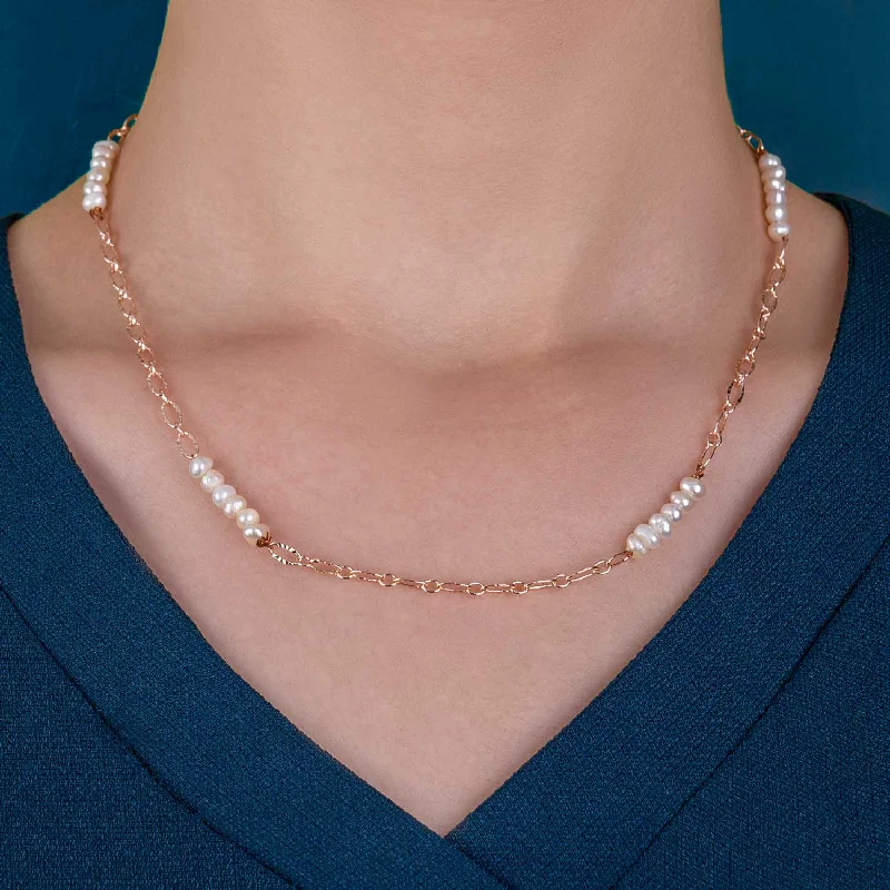 Iris Rose Gold Freshwater Pearl Necklace