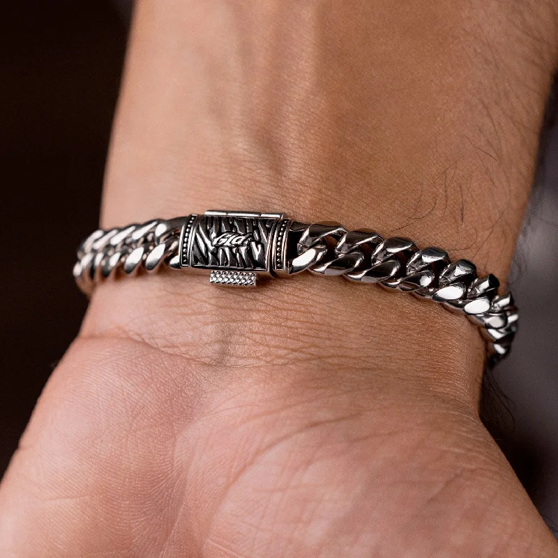 Miami Cuban Link Bracelet in White Gold- 8mm