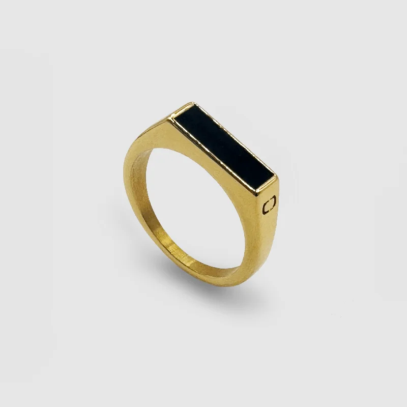 Rectangle Stone Signet Ring (Gold)