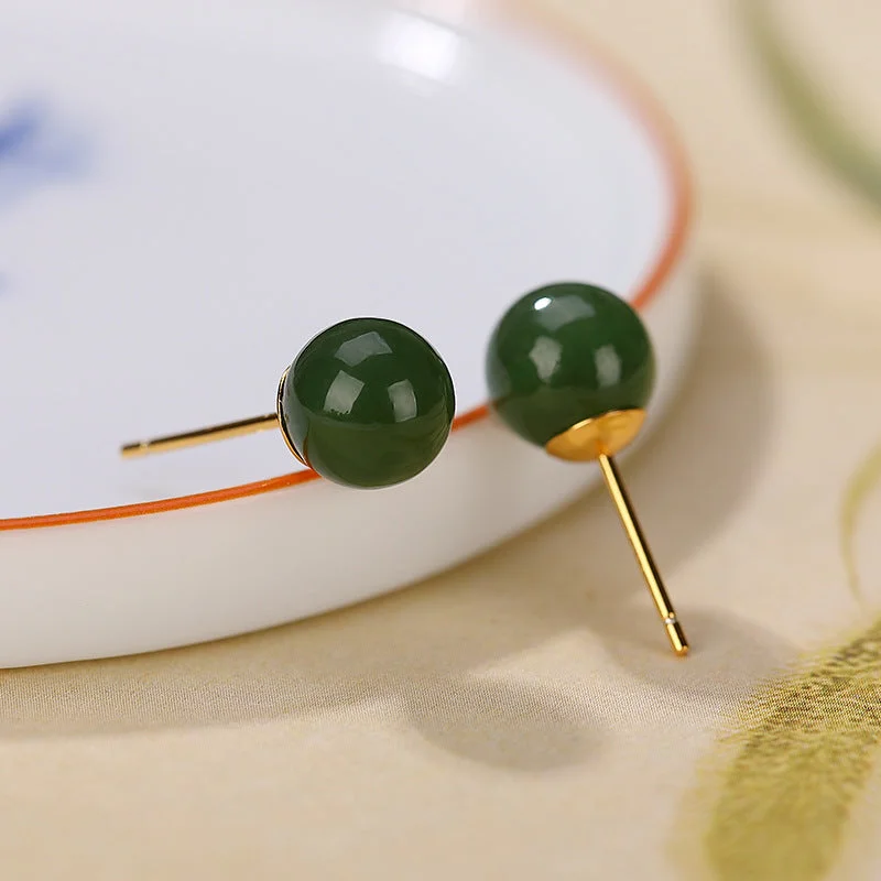 8mm Cyan Jade-Gold