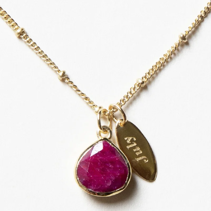 July Ruby Birthstone Necklace