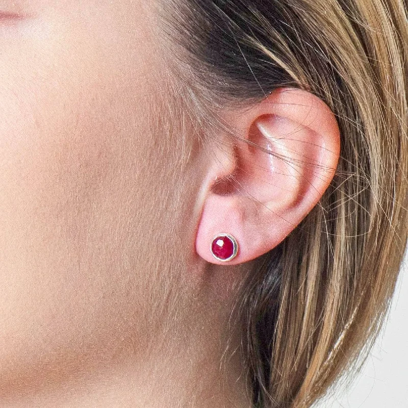 Ruby Silver or Gold Stud Earrings