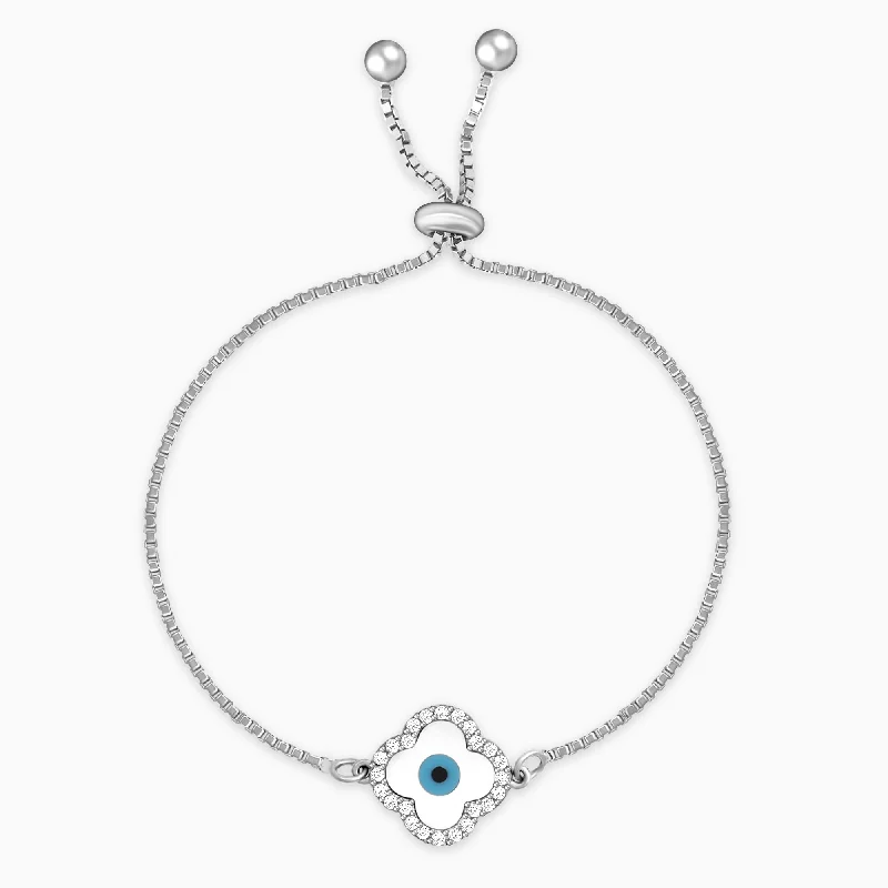 Anushka Sharma Silver Evil Eye Clover Bracelet