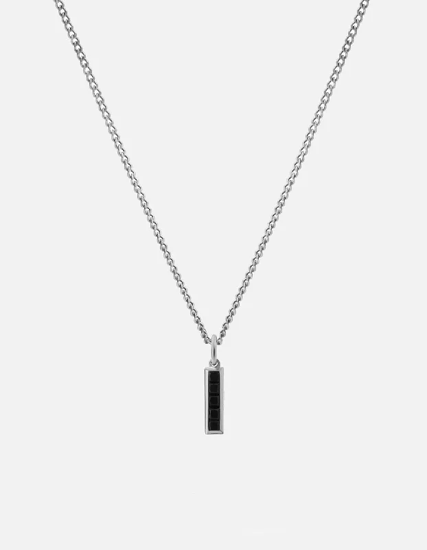 Slim Totem Onyx Necklace, Sterling Silver